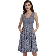 Sleeveless V-Neck Skater Dress with Pockets 