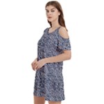 Blue Black Snake Pattern Women s Cold Shoulder Round Neck Mini Dress