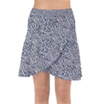 Blue Black Snake Pattern Wrap Front Skirt