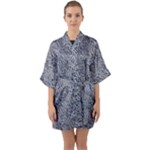 Blue Black Snake Pattern Half Sleeve Satin Kimono 