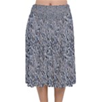 Blue Black Snake Pattern Velvet Flared Midi Skirt