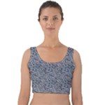 Blue Black Snake Pattern Velvet Crop Top