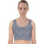 Blue Black Snake Pattern Velvet Racer Back Crop Top