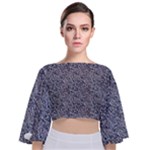 Blue Black Snake Pattern Tie Back Butterfly Sleeve Chiffon Top