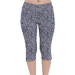 Blue Black Snake Pattern Velvet Capri Leggings 