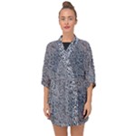 Blue Black Snake Pattern Half Sleeve Chiffon Kimono