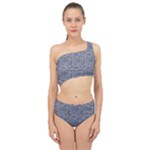 Blue Black Snake Pattern Spliced Up Two Piece Swimsuit