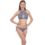 Blue Black Snake Pattern Cross Front Halter Bikini Set