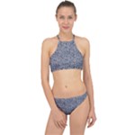Blue Black Snake Pattern Halter Bikini Set