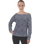 Blue Black Snake Pattern Off Shoulder Long Sleeve Velour Top