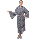 Blue Black Snake Pattern Maxi Velvet Kimono