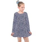 Blue Black Snake Pattern Kids  Long Sleeve Dress