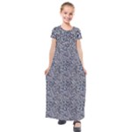 Blue Black Snake Pattern Kids  Short Sleeve Maxi Dress