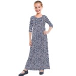 Blue Black Snake Pattern Kids  Quarter Sleeve Maxi Dress