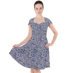Blue Black Snake Pattern Cap Sleeve Midi Dress With Pockets