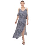 Blue Black Snake Pattern Maxi Chiffon Cover Up Dress