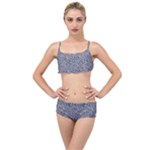 Blue Black Snake Pattern Layered Top Bikini Set