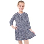 Blue Black Snake Pattern Kids  Quarter Sleeve Shirt Dress