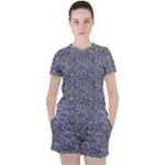 Blue Black Snake Pattern Women s T-Shirt and Shorts Set