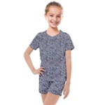 Blue Black Snake Pattern Kids  Mesh T-Shirt and Shorts Set