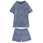 Blue Black Snake Pattern Kids  Swim T-Shirt and Shorts Set