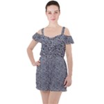 Blue Black Snake Pattern Ruffle Cut Out Chiffon Playsuit