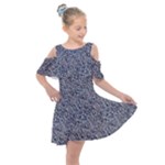 Blue Black Snake Pattern Kids  Shoulder Cutout Chiffon Dress
