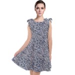 Blue Black Snake Pattern Tie Up Tunic Dress