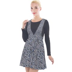 Plunge Pinafore Velour Dress 