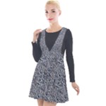 Blue Black Snake Pattern Plunge Pinafore Velour Dress
