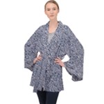 Blue Black Snake Pattern Long Sleeve Velvet Kimono 