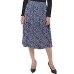 Blue Black Snake Pattern Classic Velour Midi Skirt 