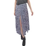Blue Black Snake Pattern Velour Split Maxi Skirt