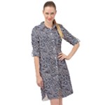 Blue Black Snake Pattern Long Sleeve Mini Shirt Dress