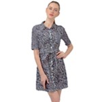 Blue Black Snake Pattern Belted Shirt Dress