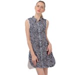 Blue Black Snake Pattern Sleeveless Shirt Dress