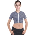 Blue Black Snake Pattern Short Sleeve Cropped Jacket