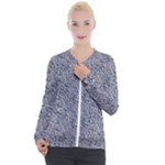 Blue Black Snake Pattern Casual Zip Up Jacket