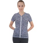 Blue Black Snake Pattern Short Sleeve Zip Up Jacket