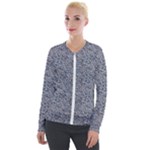 Blue Black Snake Pattern Velvet Zip Up Jacket