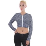 Blue Black Snake Pattern Long Sleeve Cropped Velvet Jacket