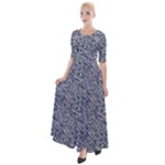 Blue Black Snake Pattern Half Sleeves Maxi Dress
