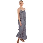Blue Black Snake Pattern Cami Maxi Ruffle Chiffon Dress