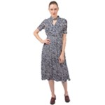 Blue Black Snake Pattern Keyhole Neckline Chiffon Dress