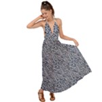 Blue Black Snake Pattern Backless Maxi Beach Dress