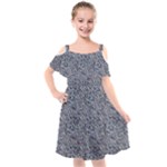 Blue Black Snake Pattern Kids  Cut Out Shoulders Chiffon Dress