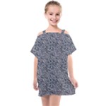 Blue Black Snake Pattern Kids  One Piece Chiffon Dress