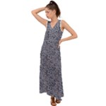 Blue Black Snake Pattern V-Neck Chiffon Maxi Dress