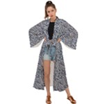 Blue Black Snake Pattern Maxi Kimono