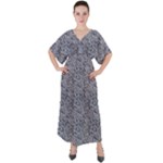 Blue Black Snake Pattern V-Neck Boho Style Maxi Dress